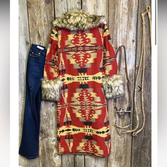 EUC Tasha Polizzi Cardinal Frontier Blanket Coat Sz. XL - Picture 3 of 11